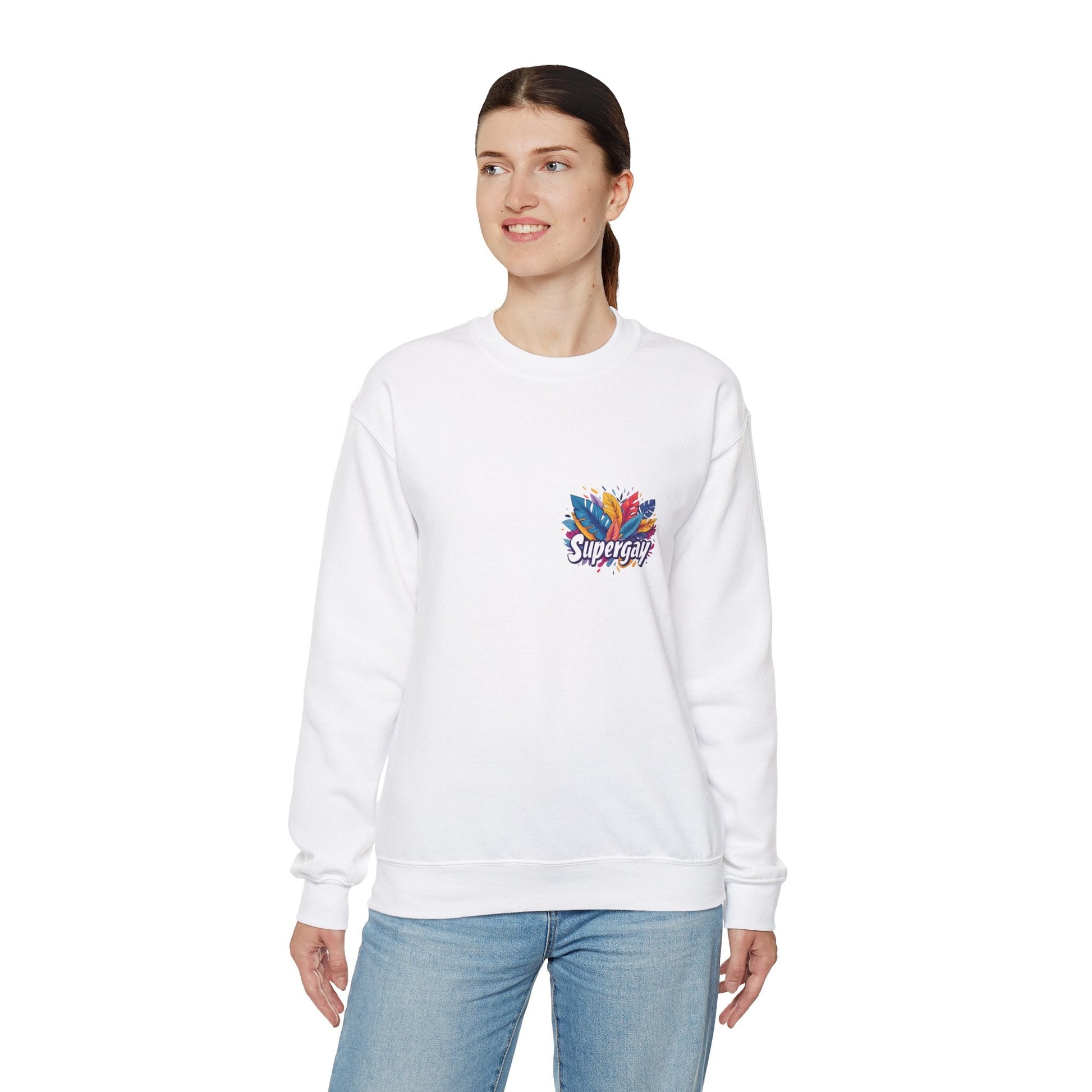 Supergay | heart - side print - Unisex Sweatshirt - Sweatshirt - The Lucky Wombat