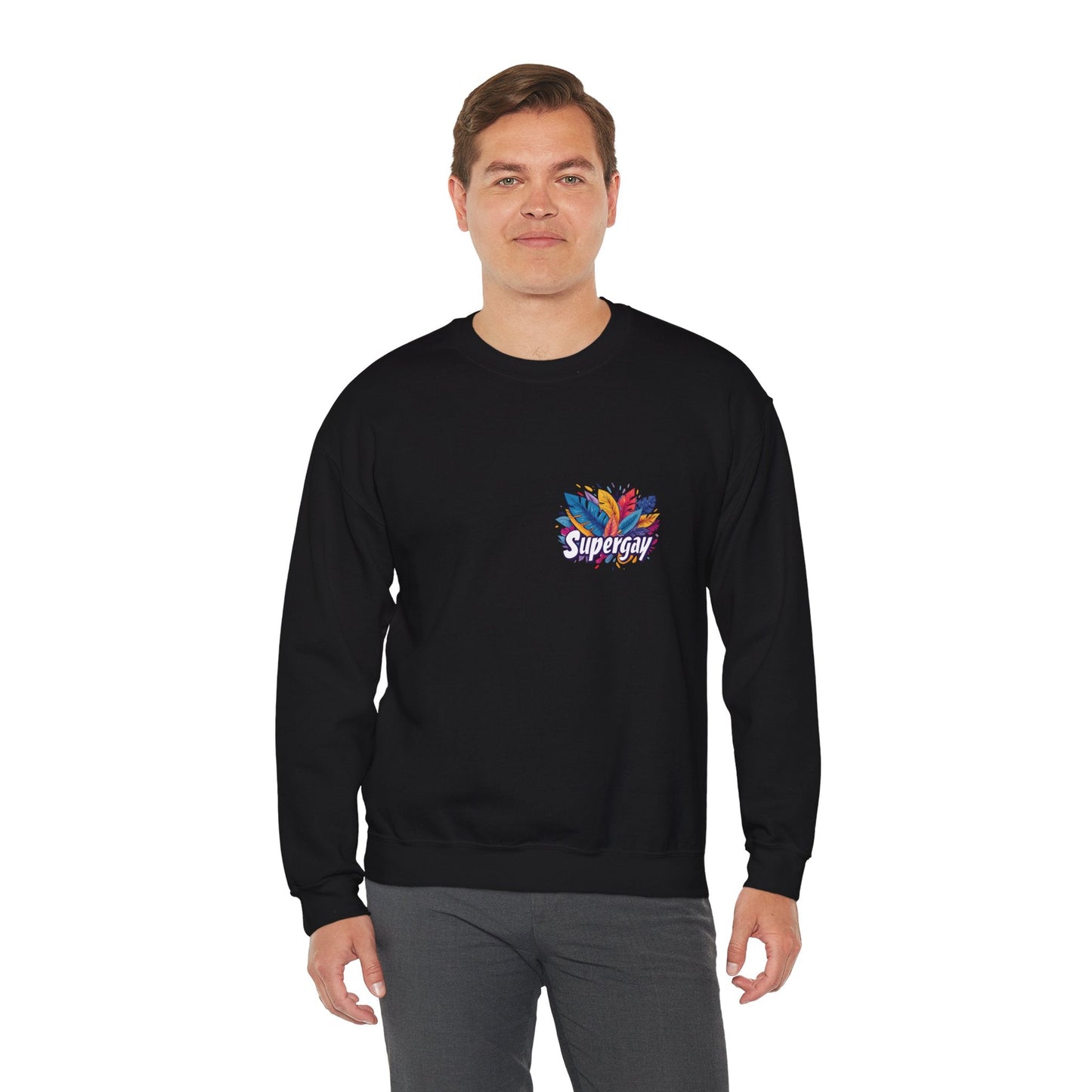 Supergay | heart - side print - Unisex Sweatshirt - Sweatshirt - The Lucky Wombat