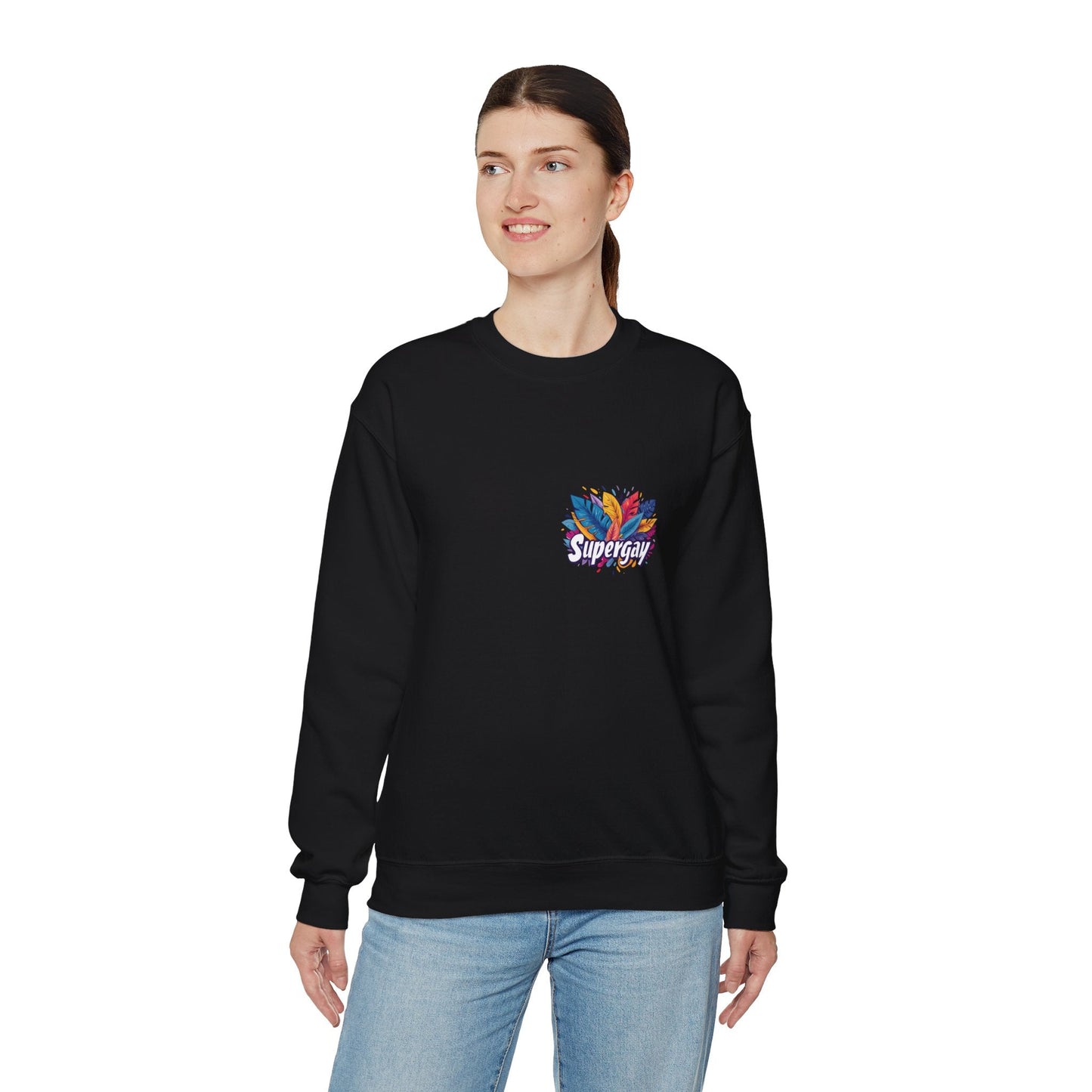 Supergay | heart - side print - Unisex Sweatshirt - Sweatshirt - The Lucky Wombat