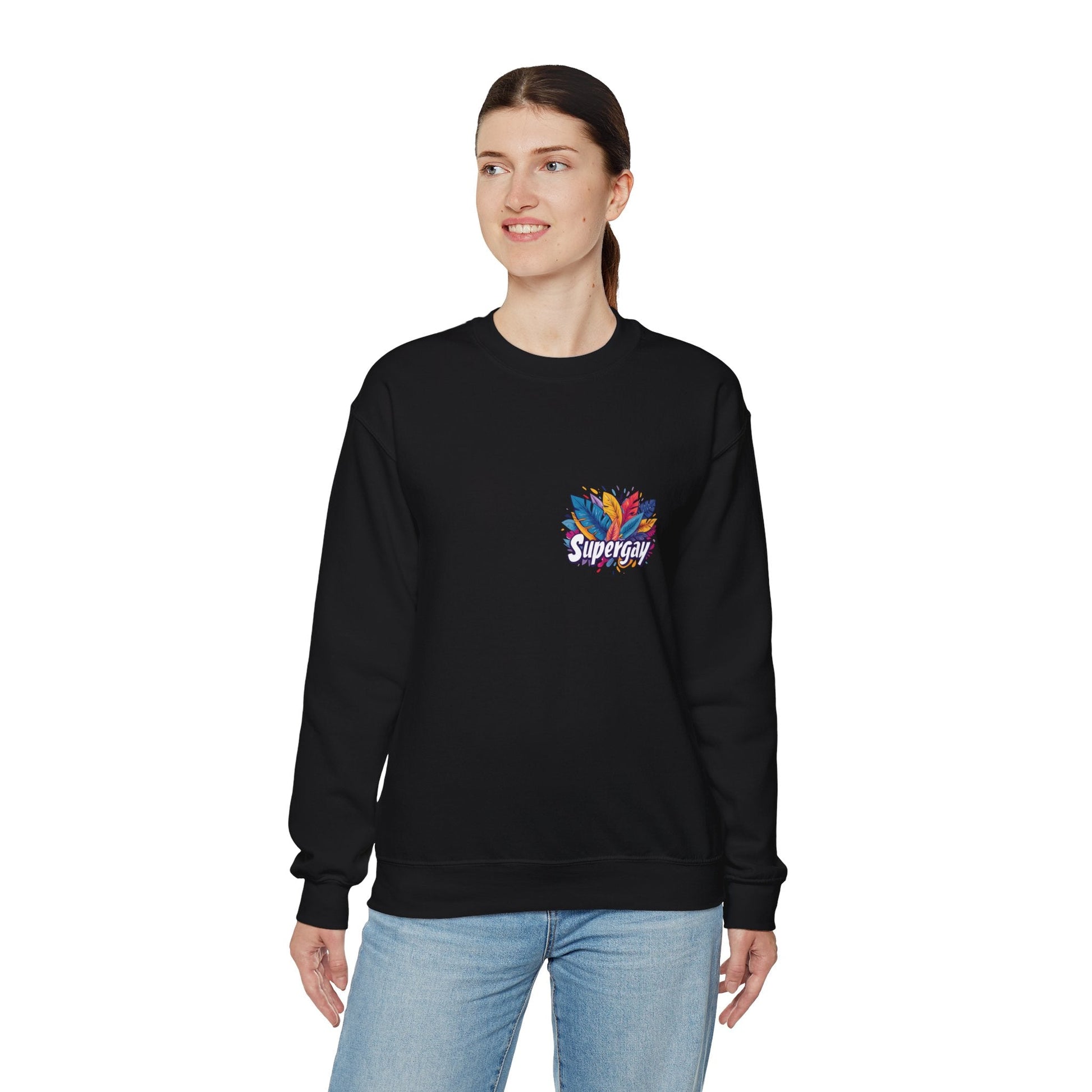 Supergay | heart - side print - Unisex Sweatshirt - Sweatshirt - The Lucky Wombat