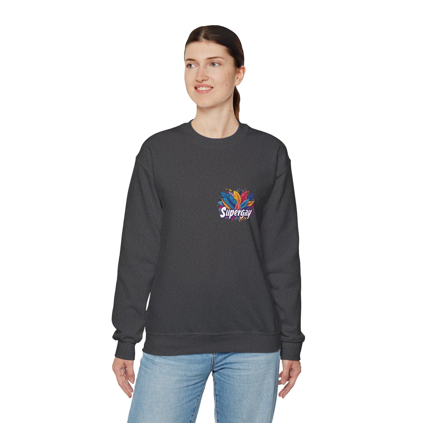 Supergay | heart - side print - Unisex Sweatshirt - Sweatshirt - The Lucky Wombat
