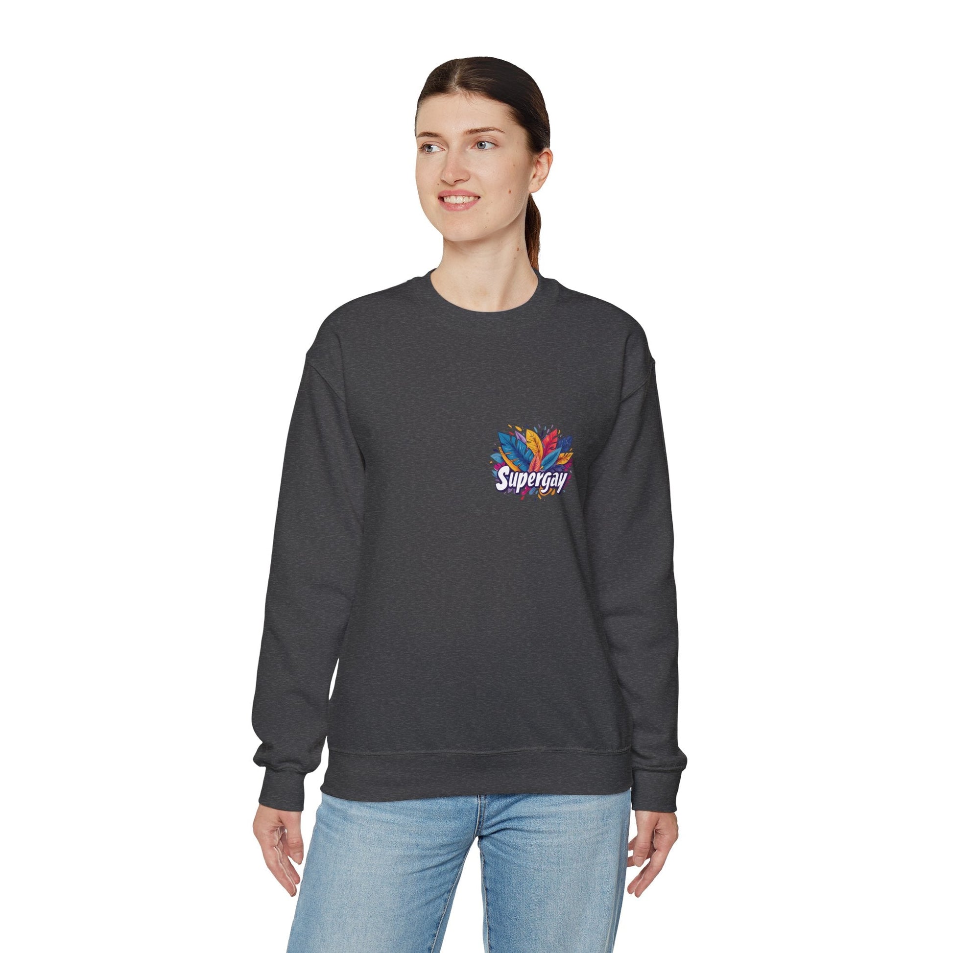 Supergay | heart - side print - Unisex Sweatshirt - Sweatshirt - The Lucky Wombat