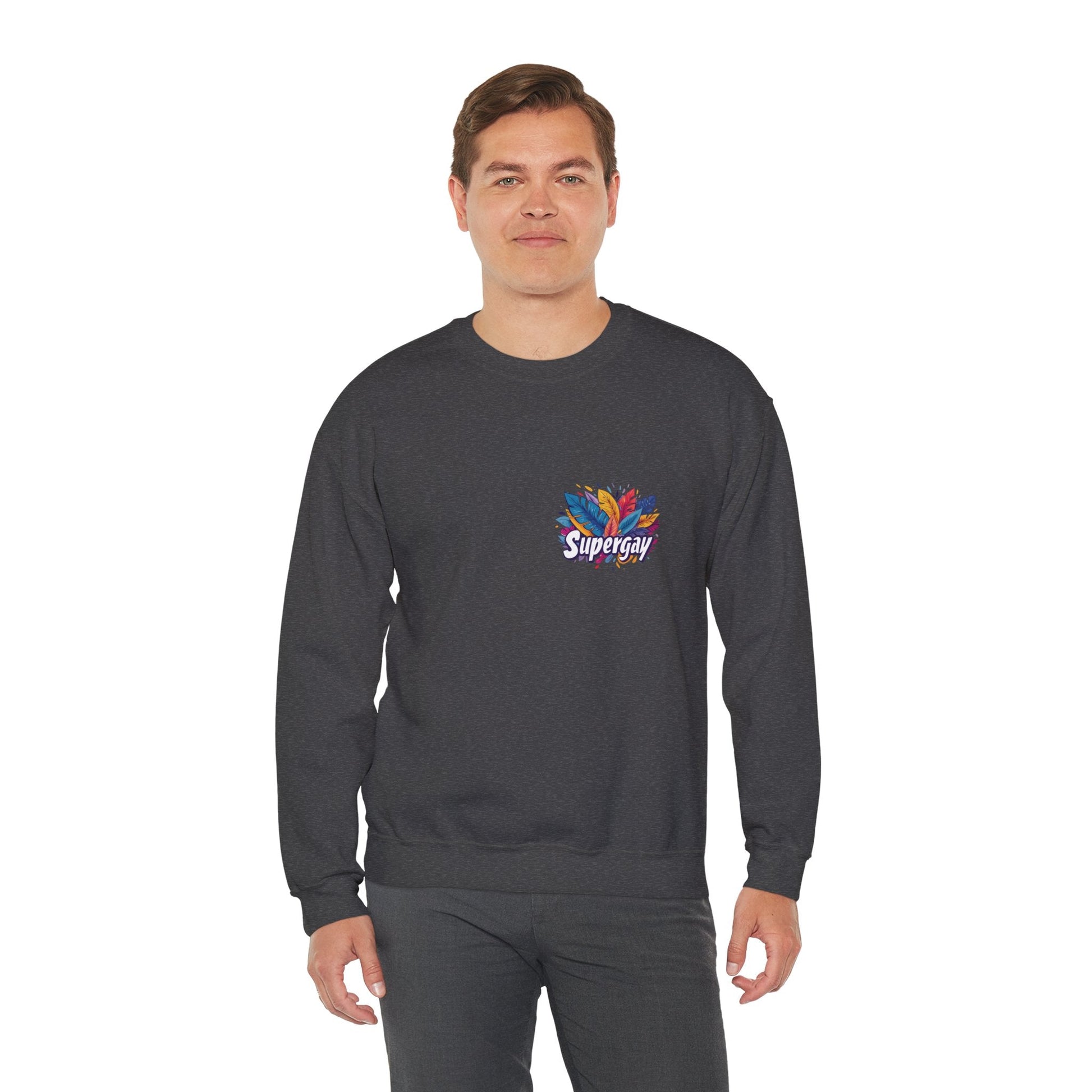 Supergay | heart - side print - Unisex Sweatshirt - Sweatshirt - The Lucky Wombat