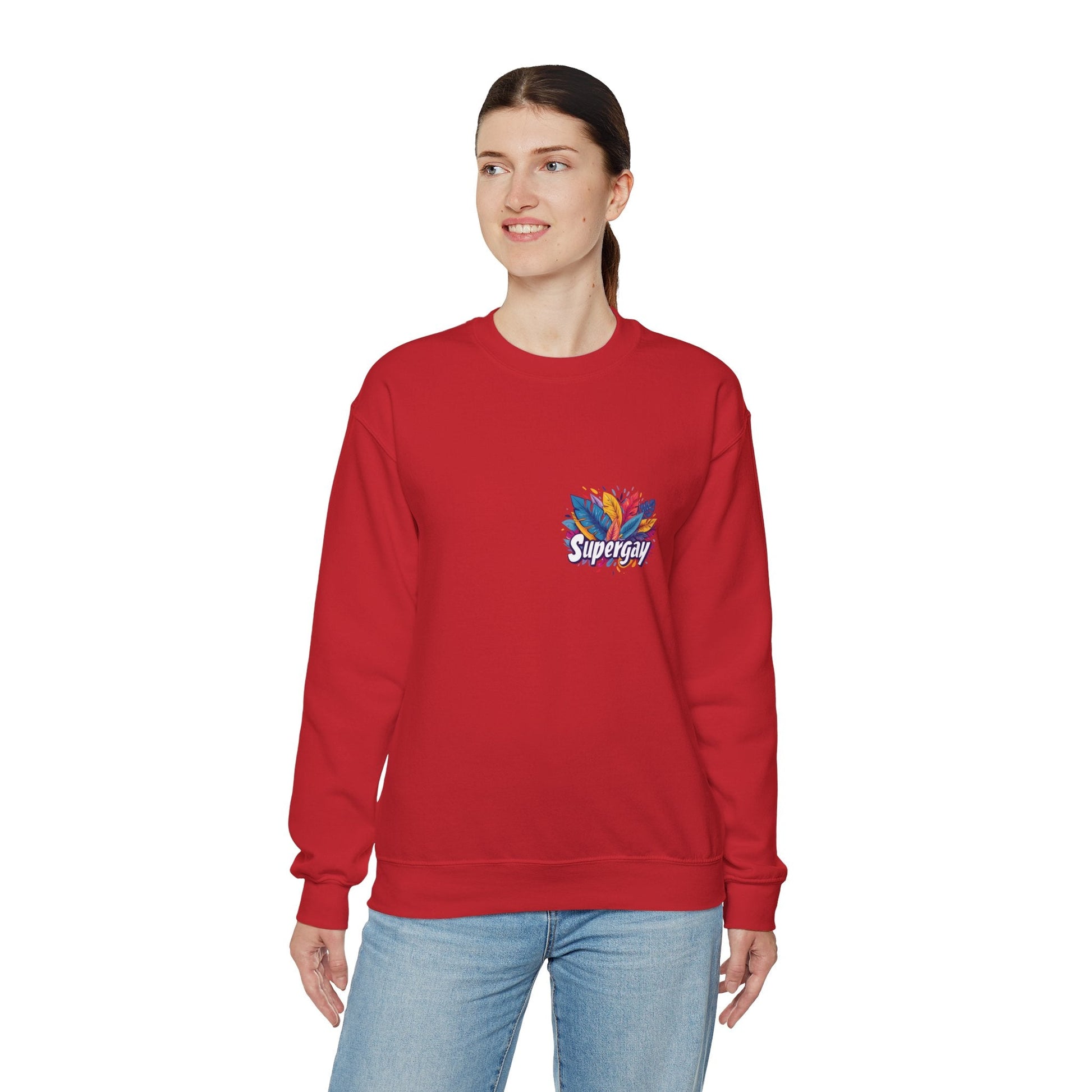 Supergay | heart - side print - Unisex Sweatshirt - Sweatshirt - The Lucky Wombat