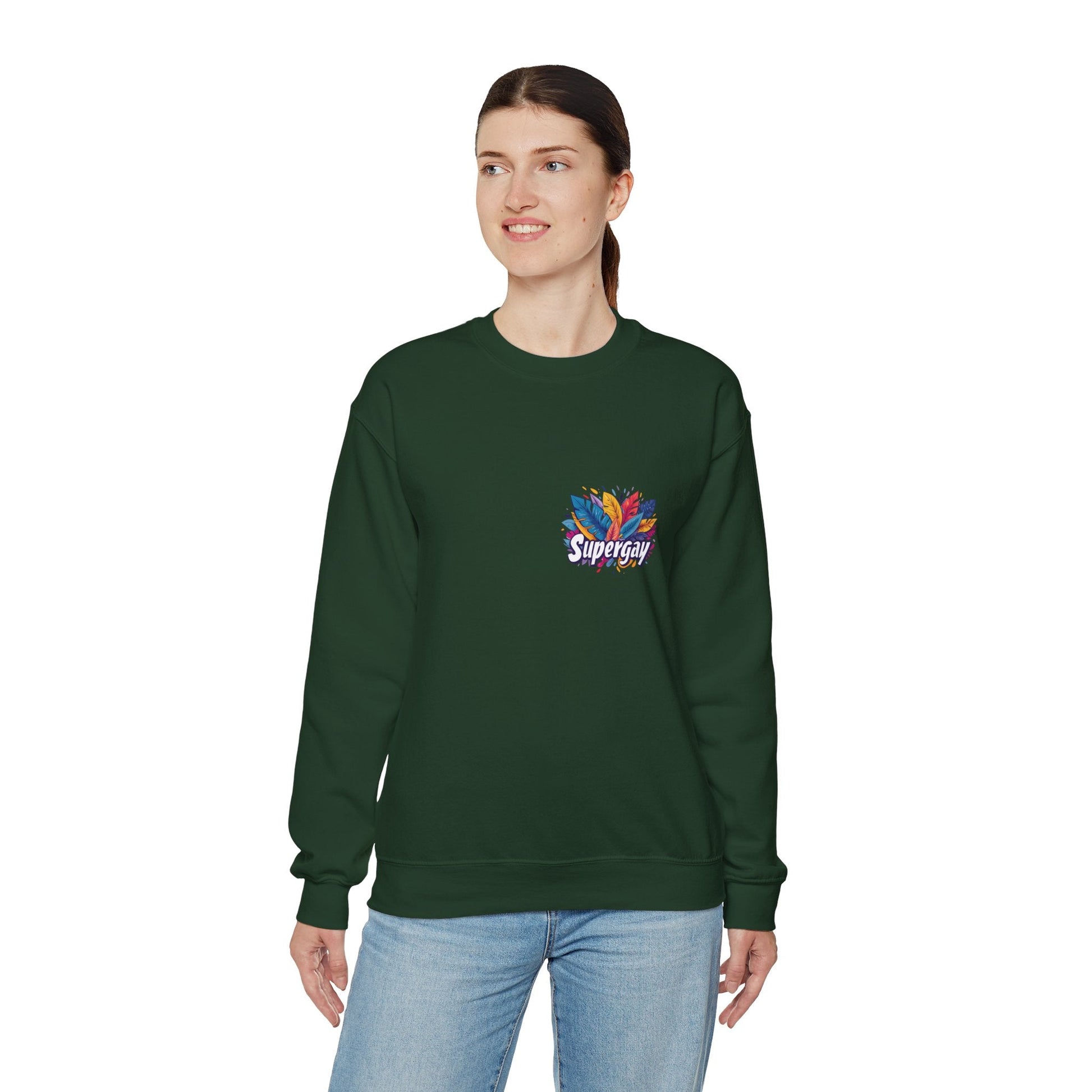 Supergay | heart - side print - Unisex Sweatshirt - Sweatshirt - The Lucky Wombat