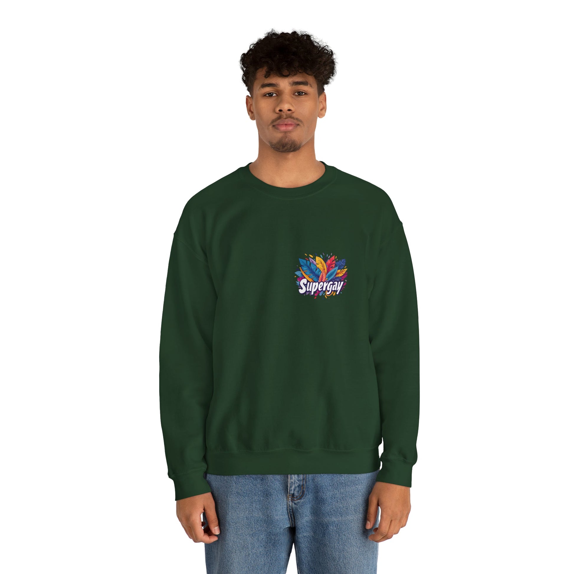 Supergay | heart - side print - Unisex Sweatshirt - Sweatshirt - The Lucky Wombat