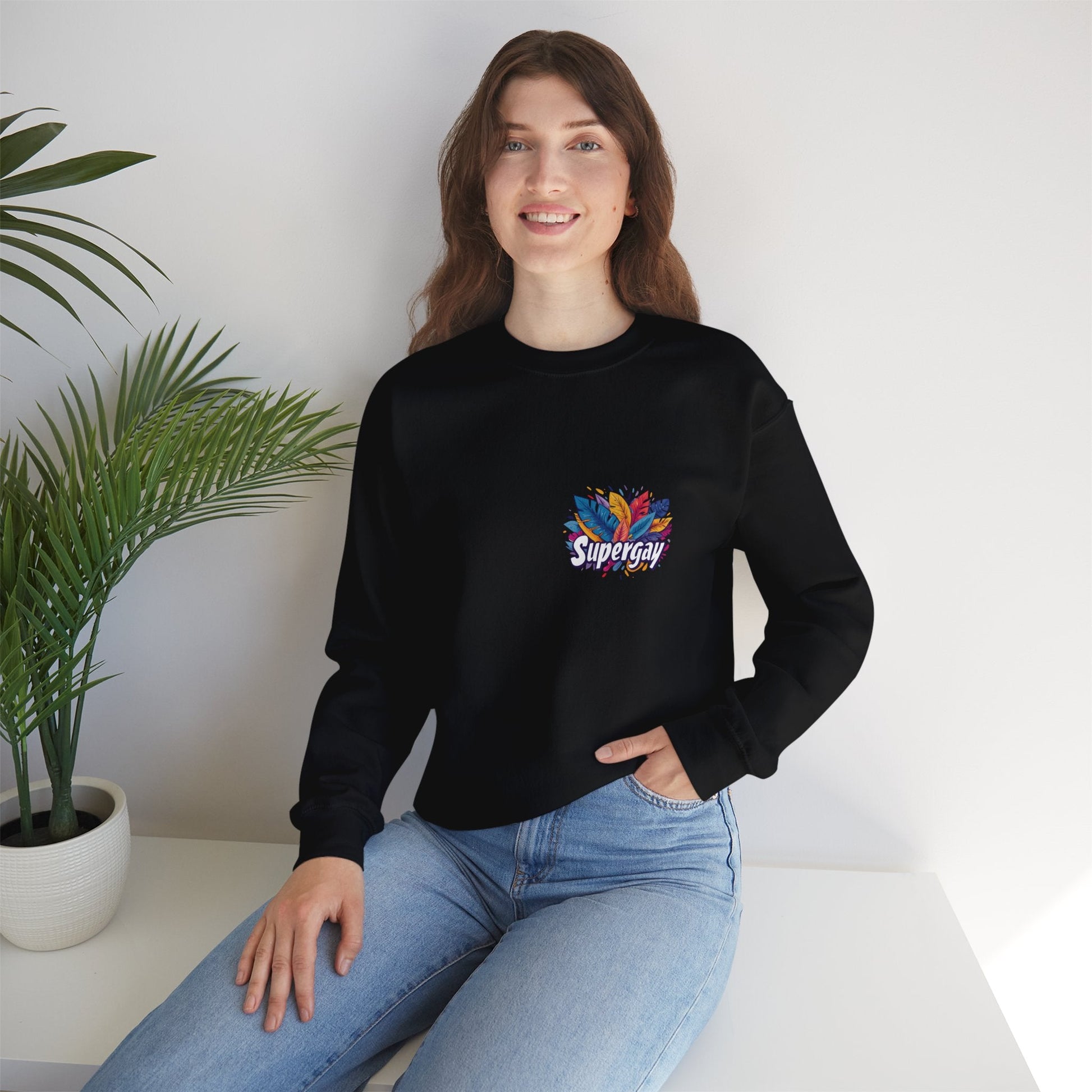 Supergay | heart - side print - Unisex Sweatshirt - Sweatshirt - The Lucky Wombat