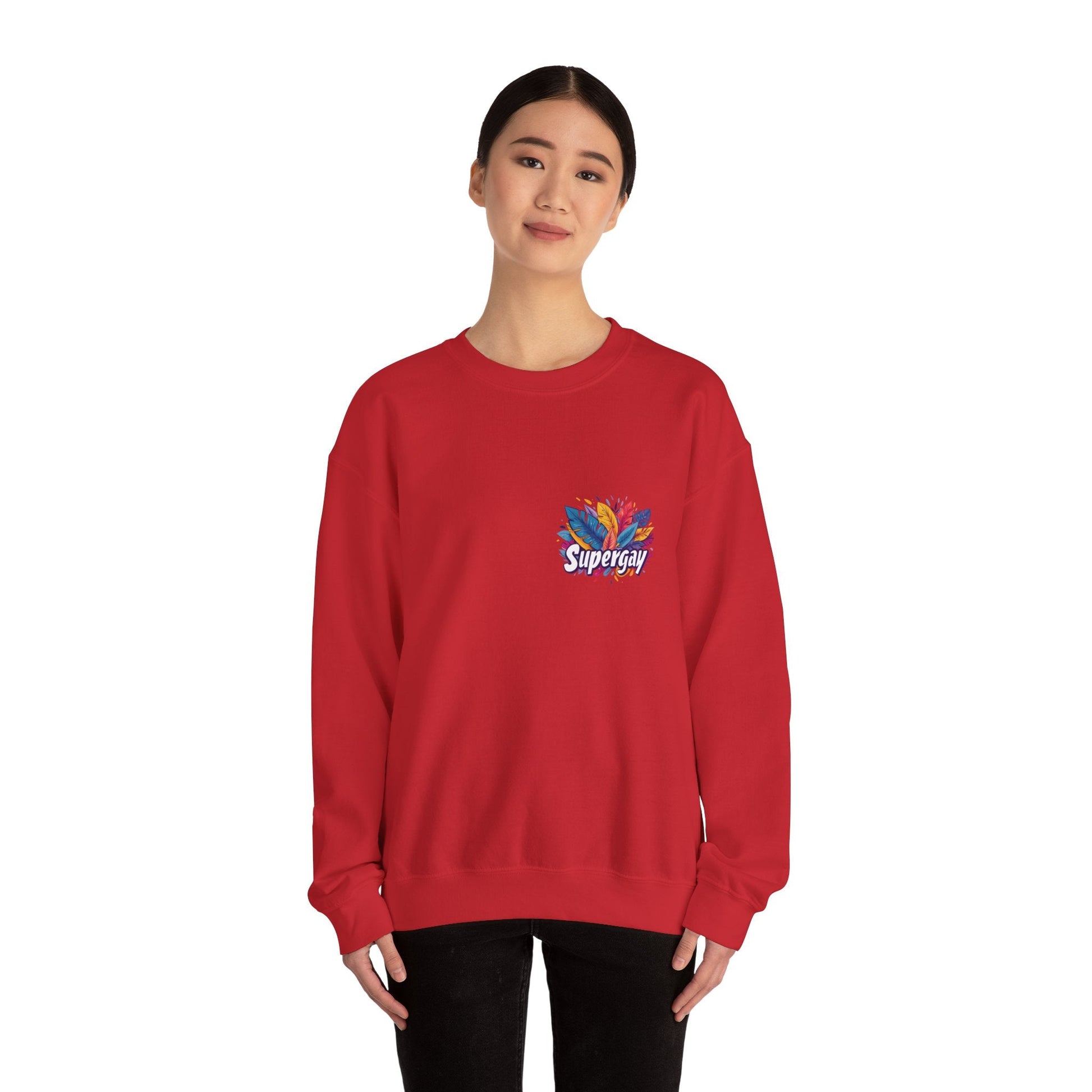 Supergay | heart - side print - Unisex Sweatshirt - Sweatshirt - The Lucky Wombat