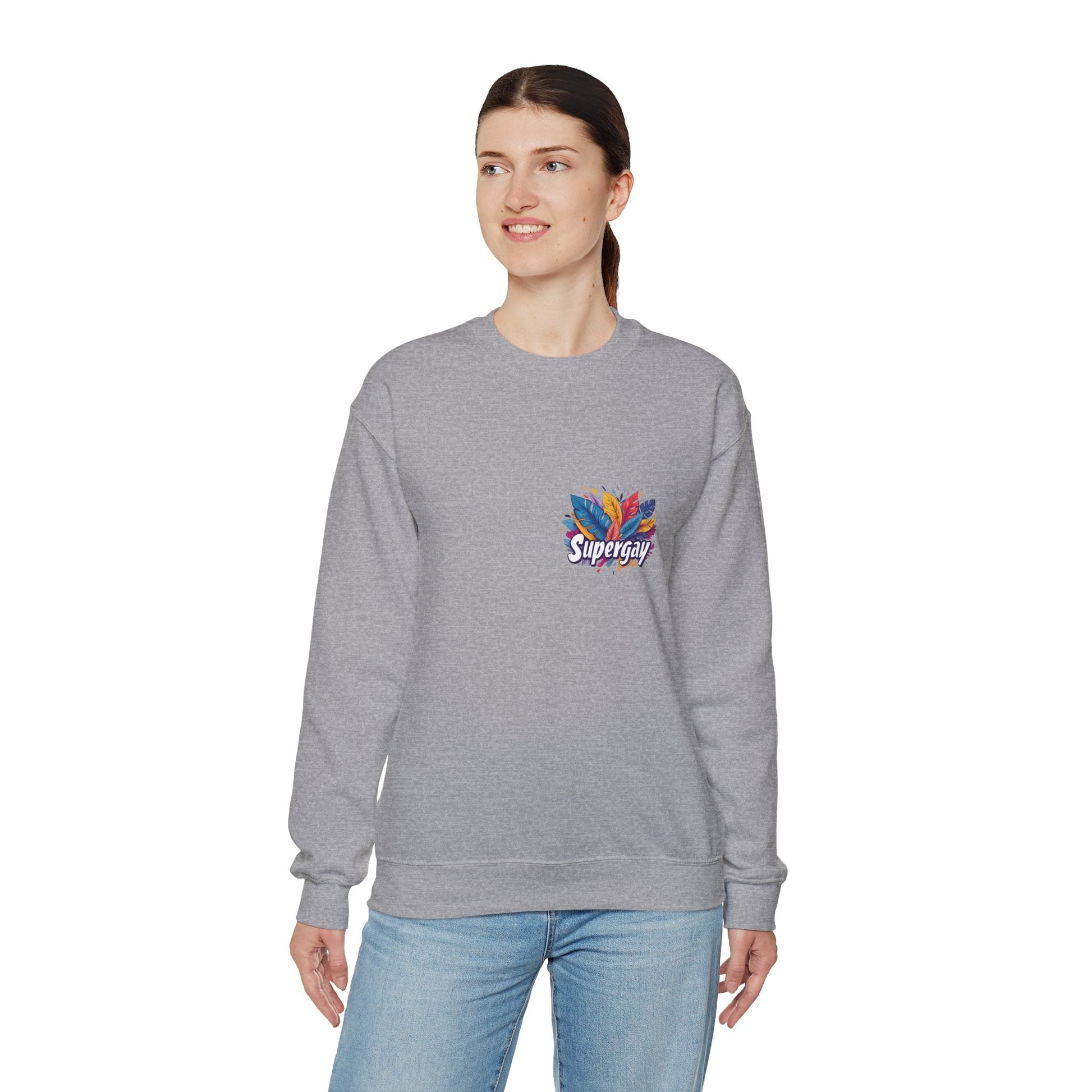 Supergay | heart - side print - Unisex Sweatshirt - Sweatshirt - The Lucky Wombat