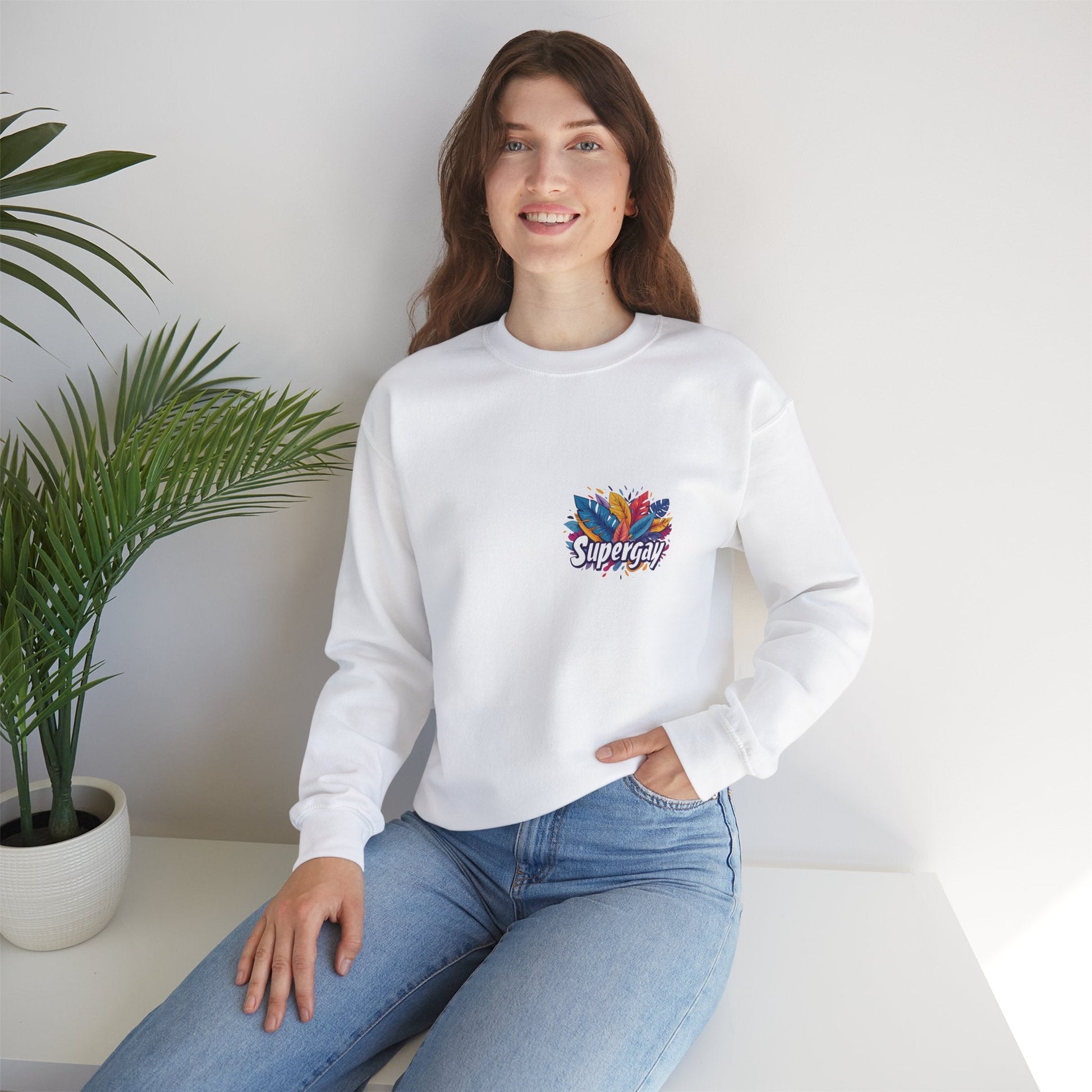 Supergay | heart - side print - Unisex Sweatshirt - Sweatshirt - The Lucky Wombat
