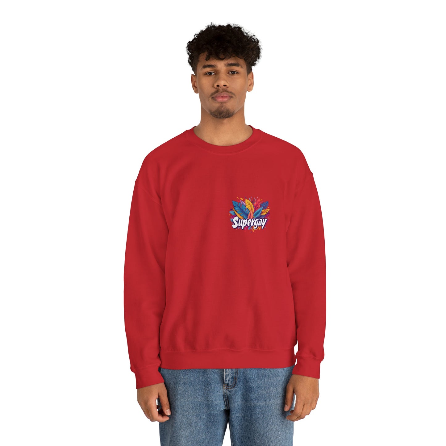 Supergay | heart - side print - Unisex Sweatshirt - Sweatshirt - The Lucky Wombat