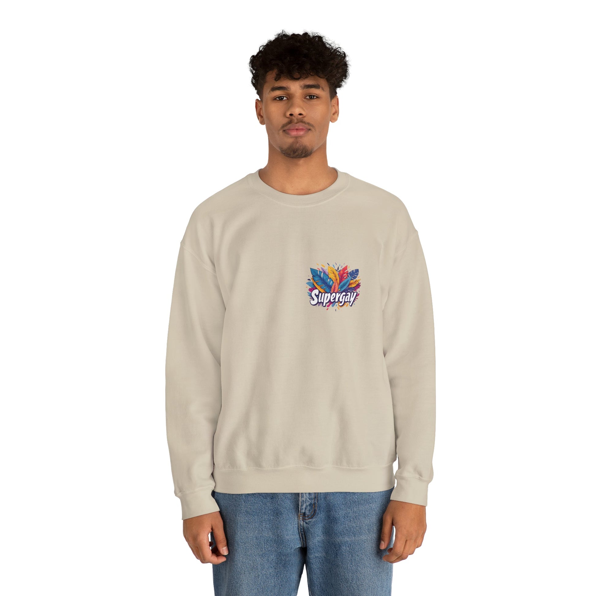 Supergay | heart - side print - Unisex Sweatshirt - Sweatshirt - The Lucky Wombat