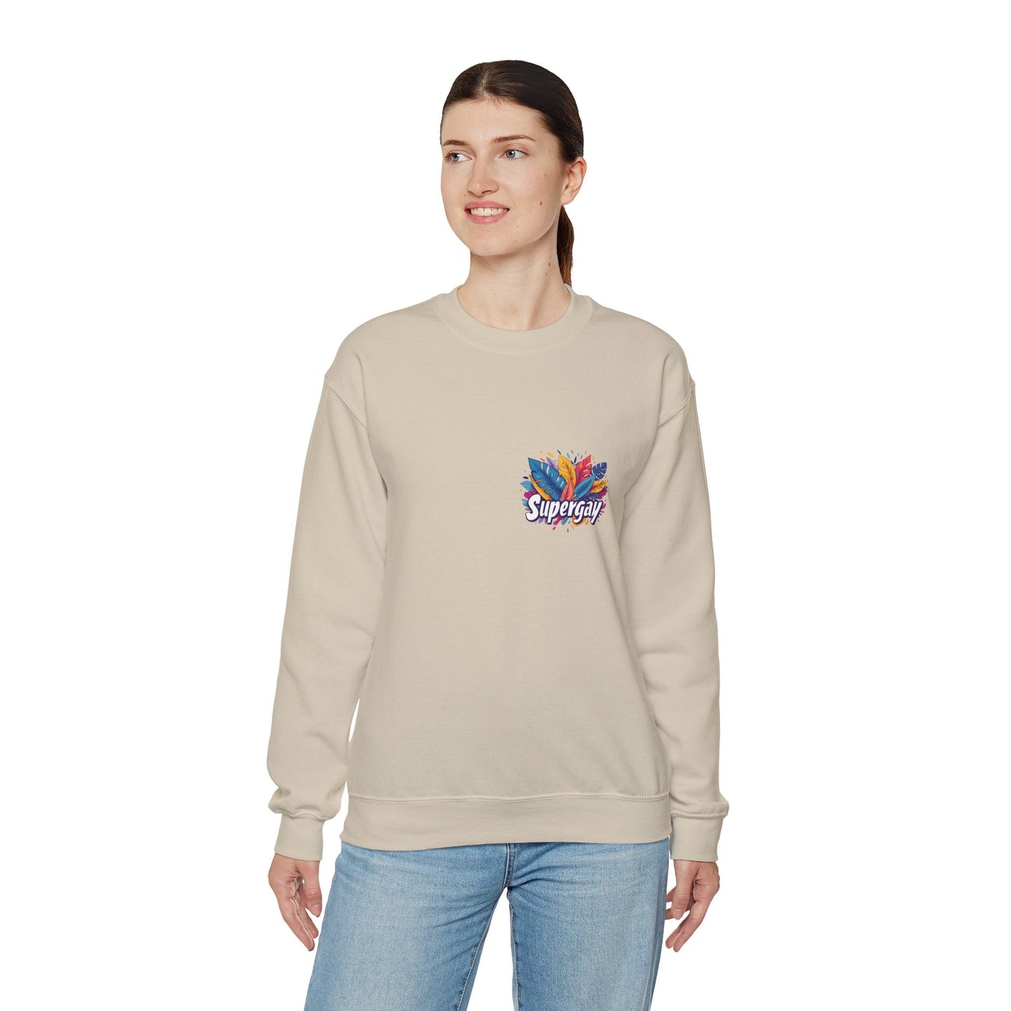 Supergay | heart - side print - Unisex Sweatshirt - Sweatshirt - The Lucky Wombat