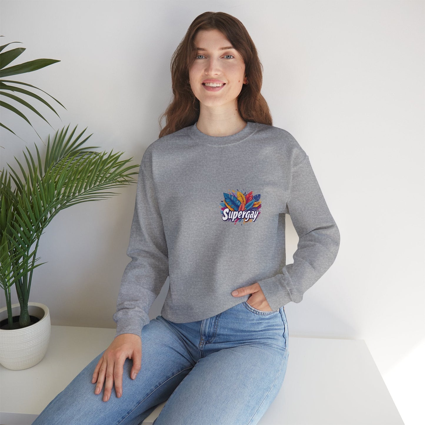 Supergay | heart - side print - Unisex Sweatshirt - Sweatshirt - The Lucky Wombat