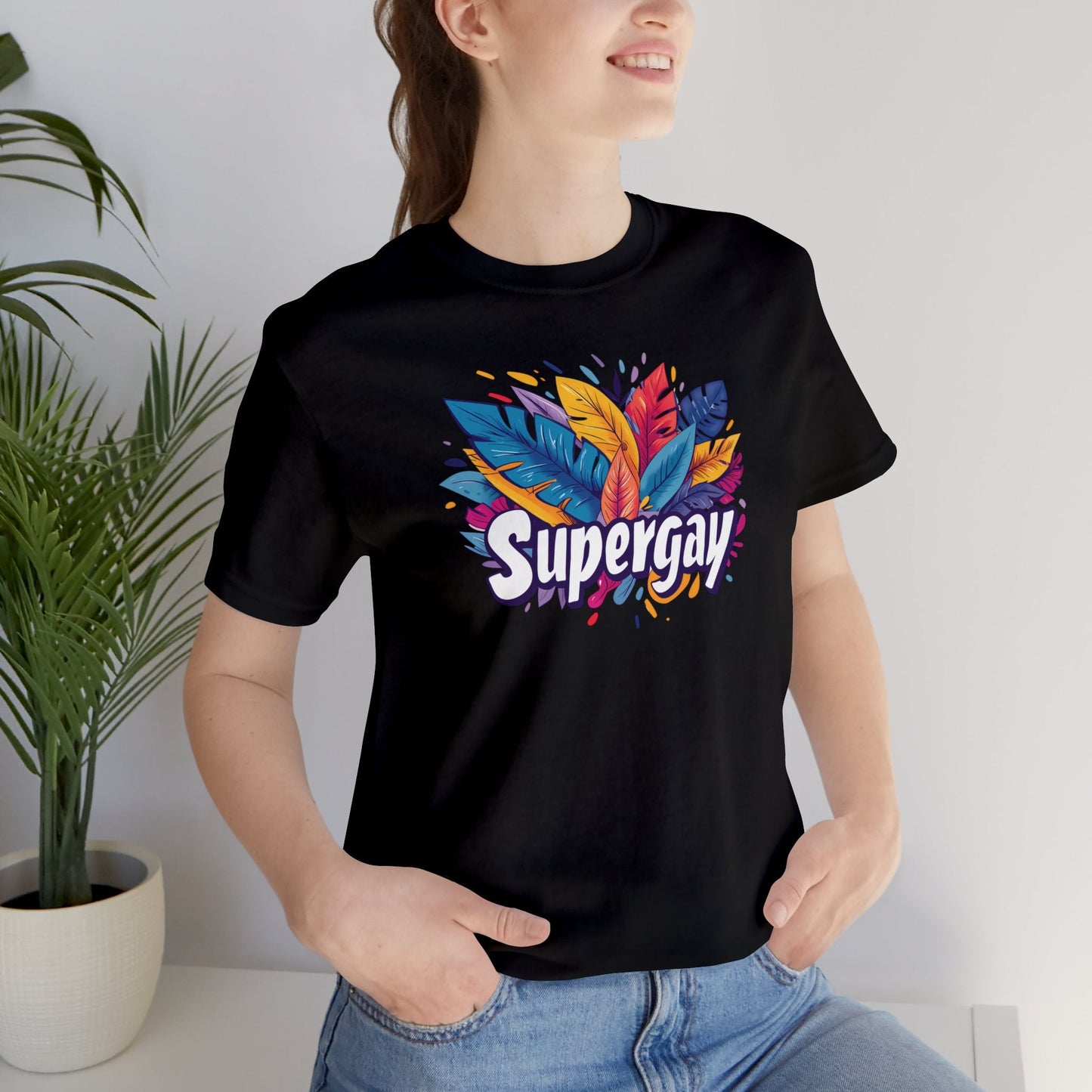 Supergay Unisex T-shirt - T-Shirt - Black - S - The Lucky Wombat