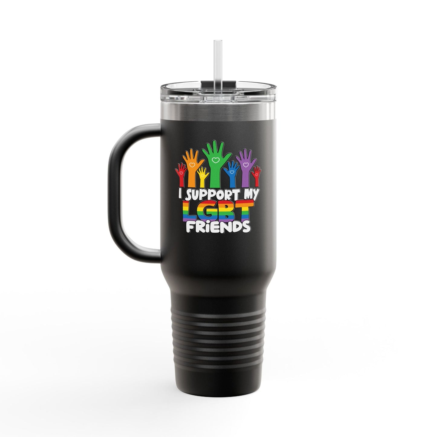Support my LGBT Friends Insulated Travel Mug - Mug - The Lucky Wombat