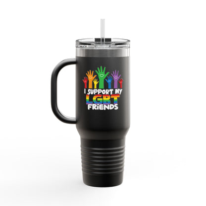 Support my LGBT Friends Insulated Travel Mug - Mug - The Lucky Wombat