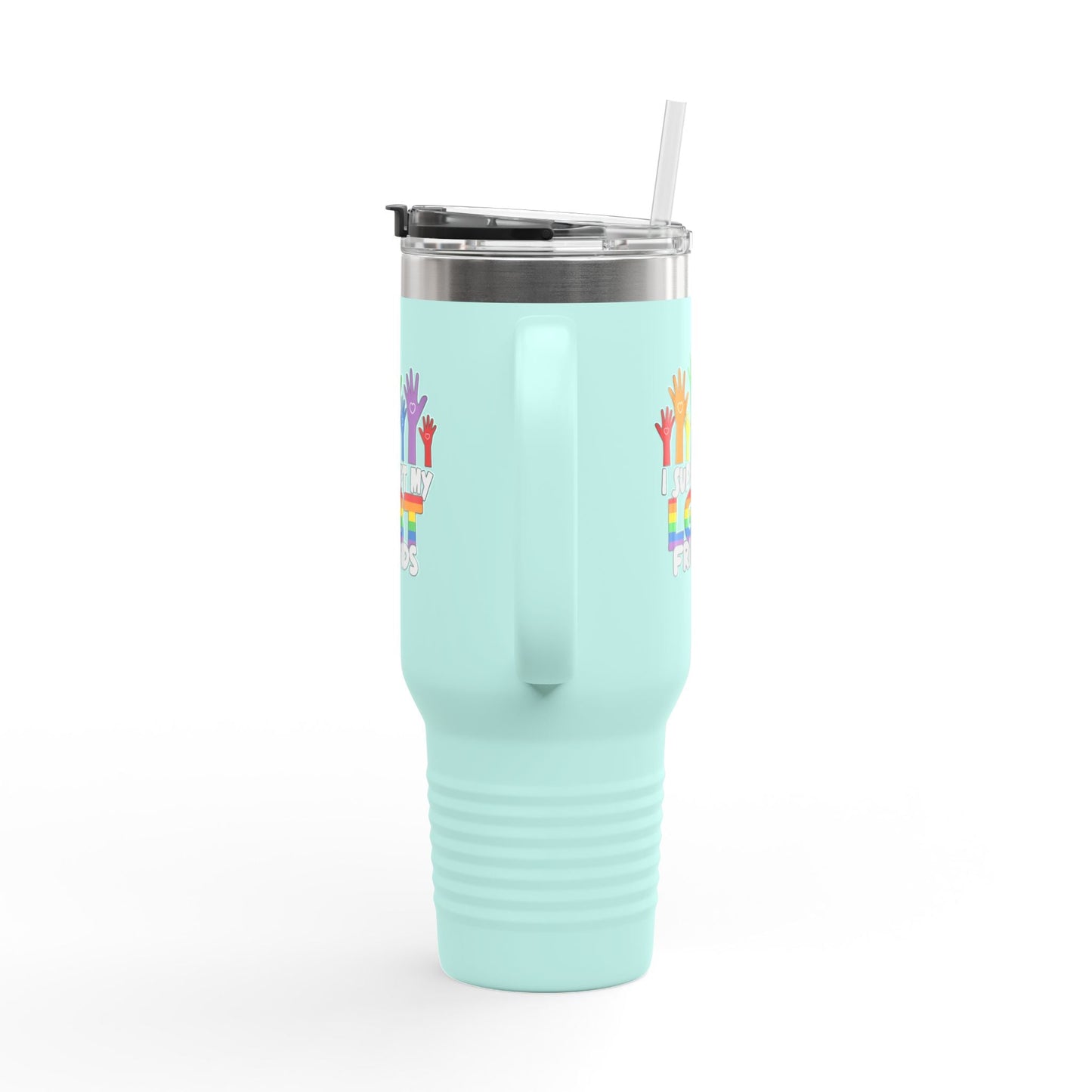 Support my LGBT Friends Insulated Travel Mug - Mug - The Lucky Wombat