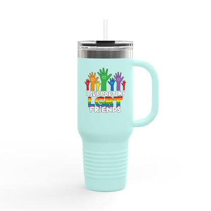 Support my LGBT Friends Insulated Travel Mug - Mug - The Lucky Wombat