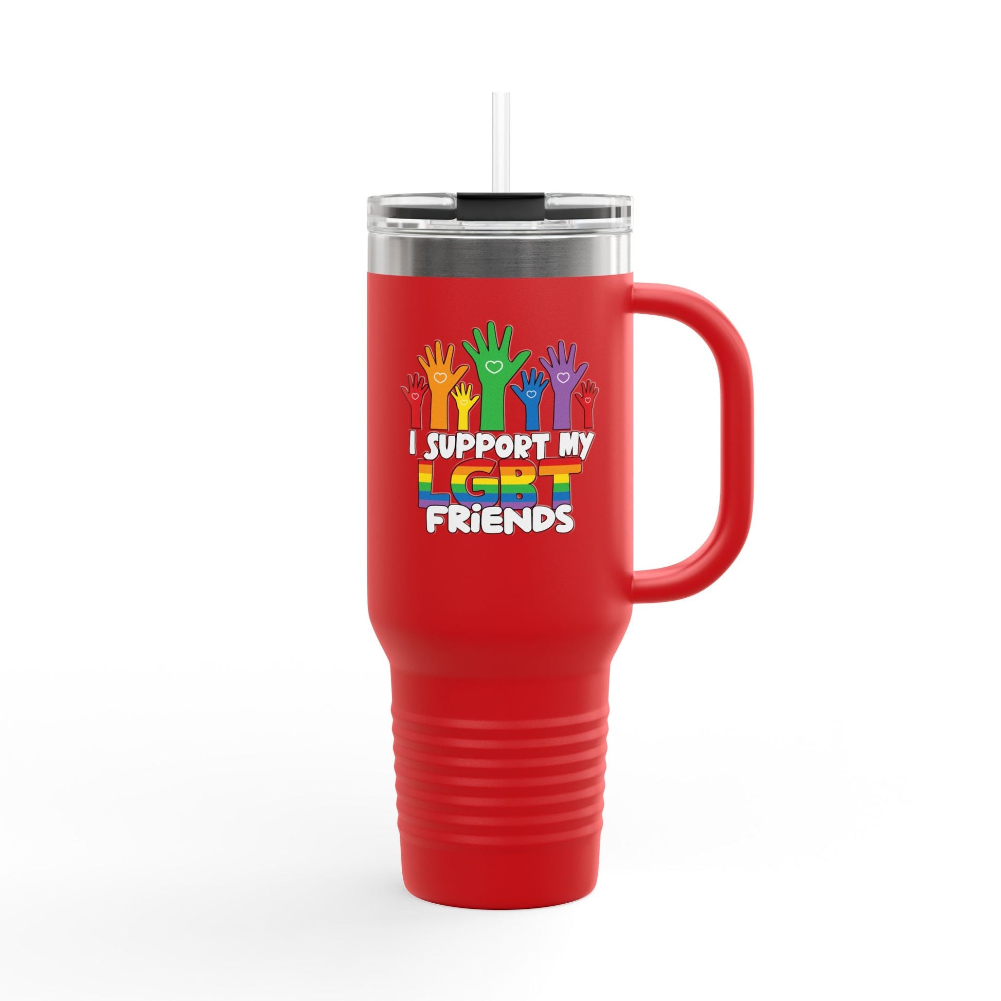 Support my LGBT Friends Insulated Travel Mug - Mug - The Lucky Wombat