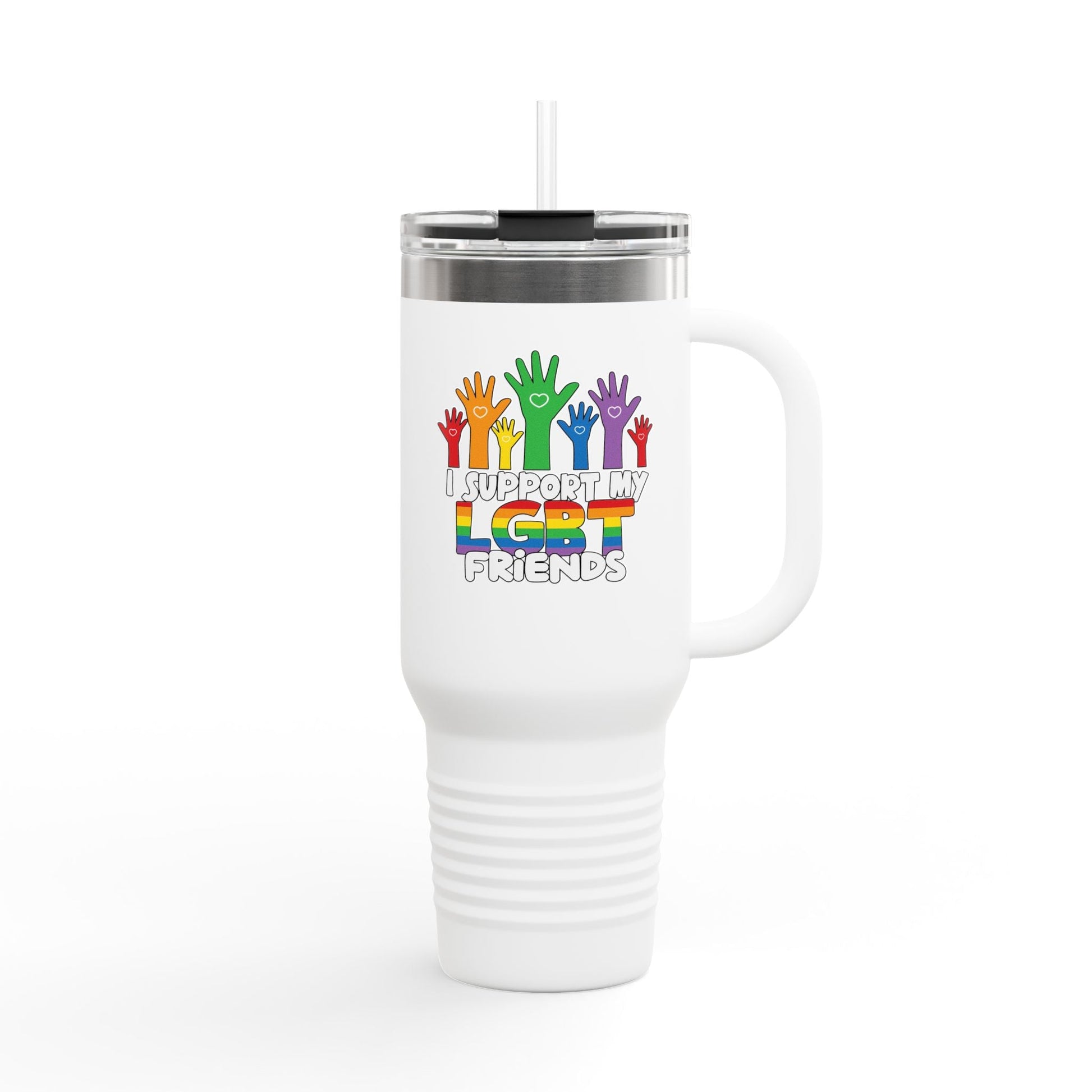 Support my LGBT Friends Insulated Travel Mug - Mug - The Lucky Wombat