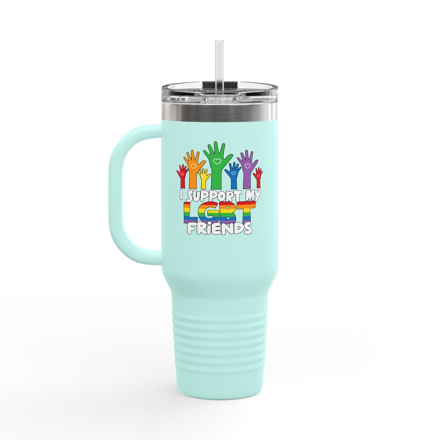 Support my LGBT Friends Insulated Travel Mug - Mug - The Lucky Wombat