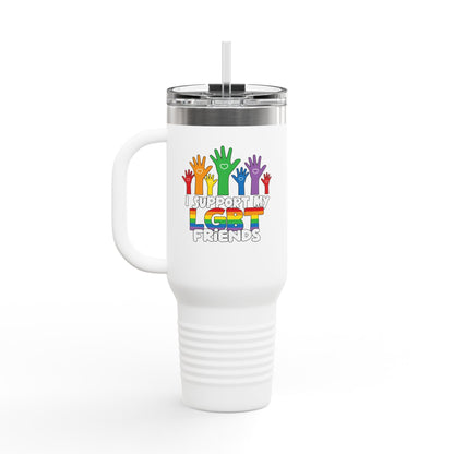Support my LGBT Friends Insulated Travel Mug - Mug - The Lucky Wombat