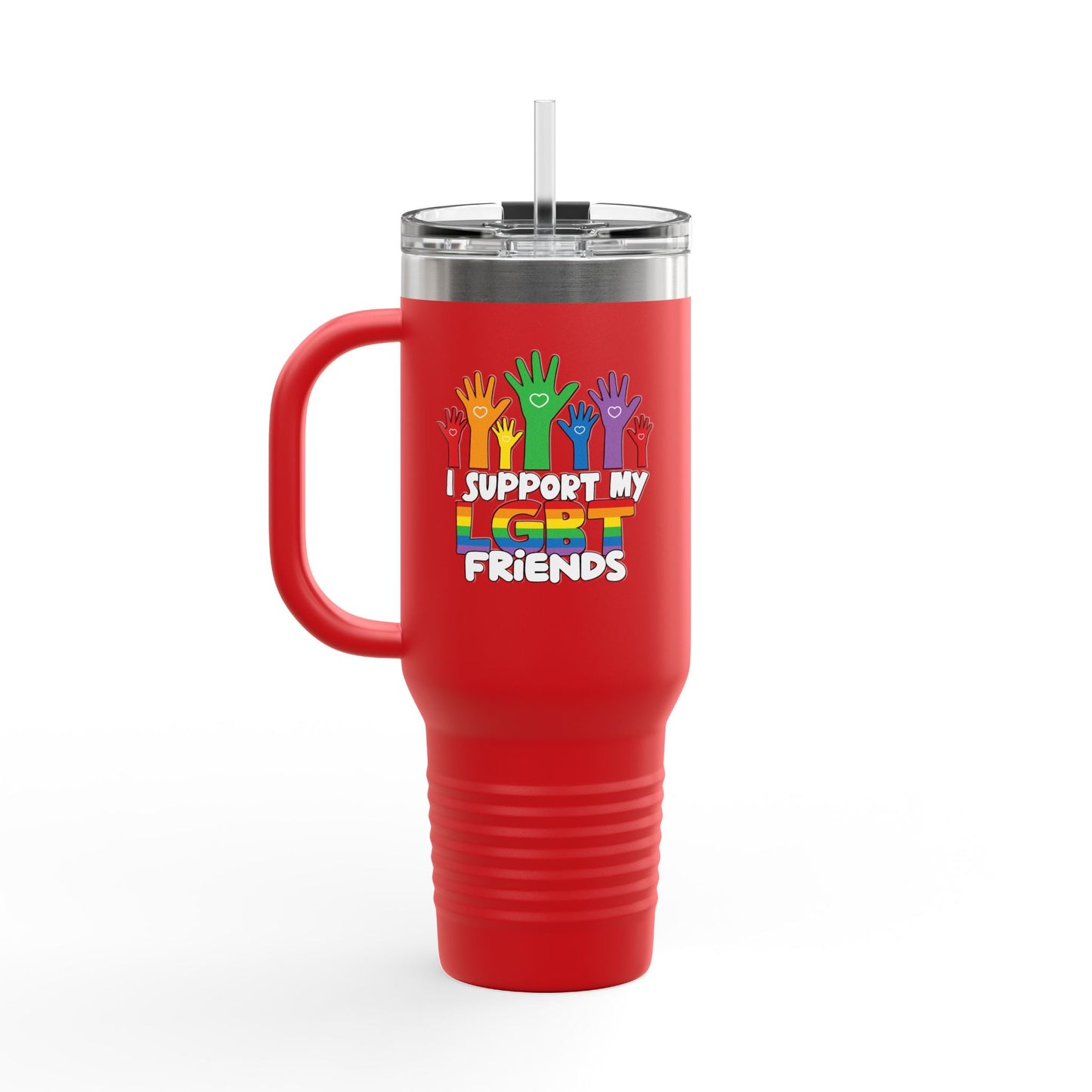 Support my LGBT Friends Insulated Travel Mug - Mug - The Lucky Wombat