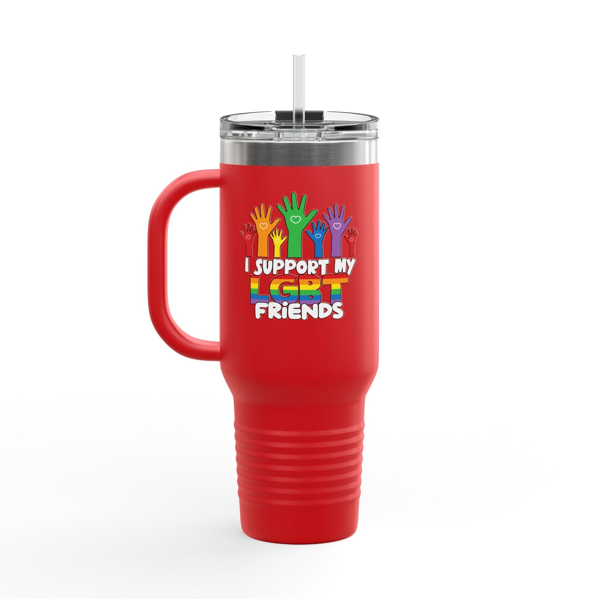 Support my LGBT Friends Insulated Travel Mug - Mug - The Lucky Wombat