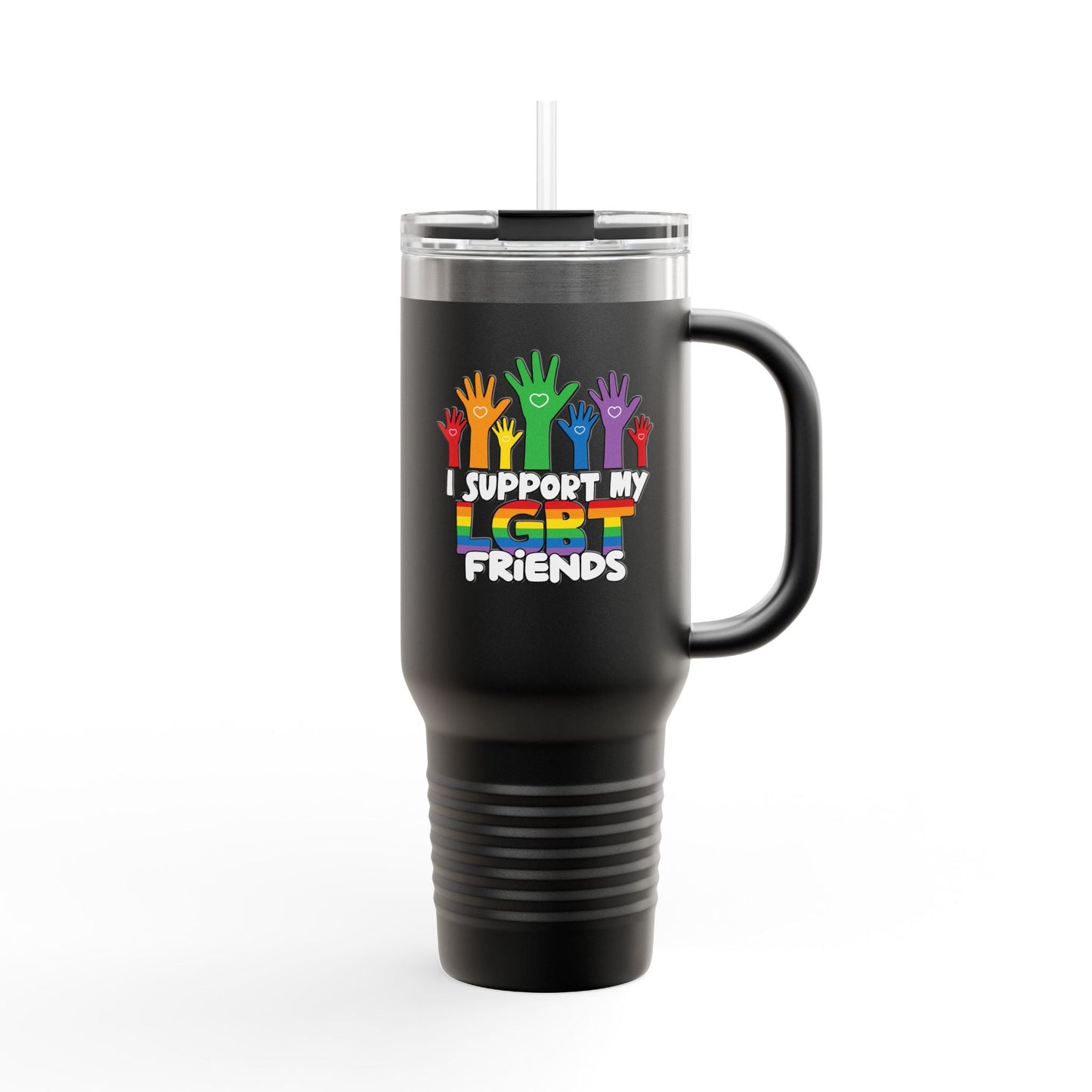 Support my LGBT Friends Insulated Travel Mug - Mug - The Lucky Wombat