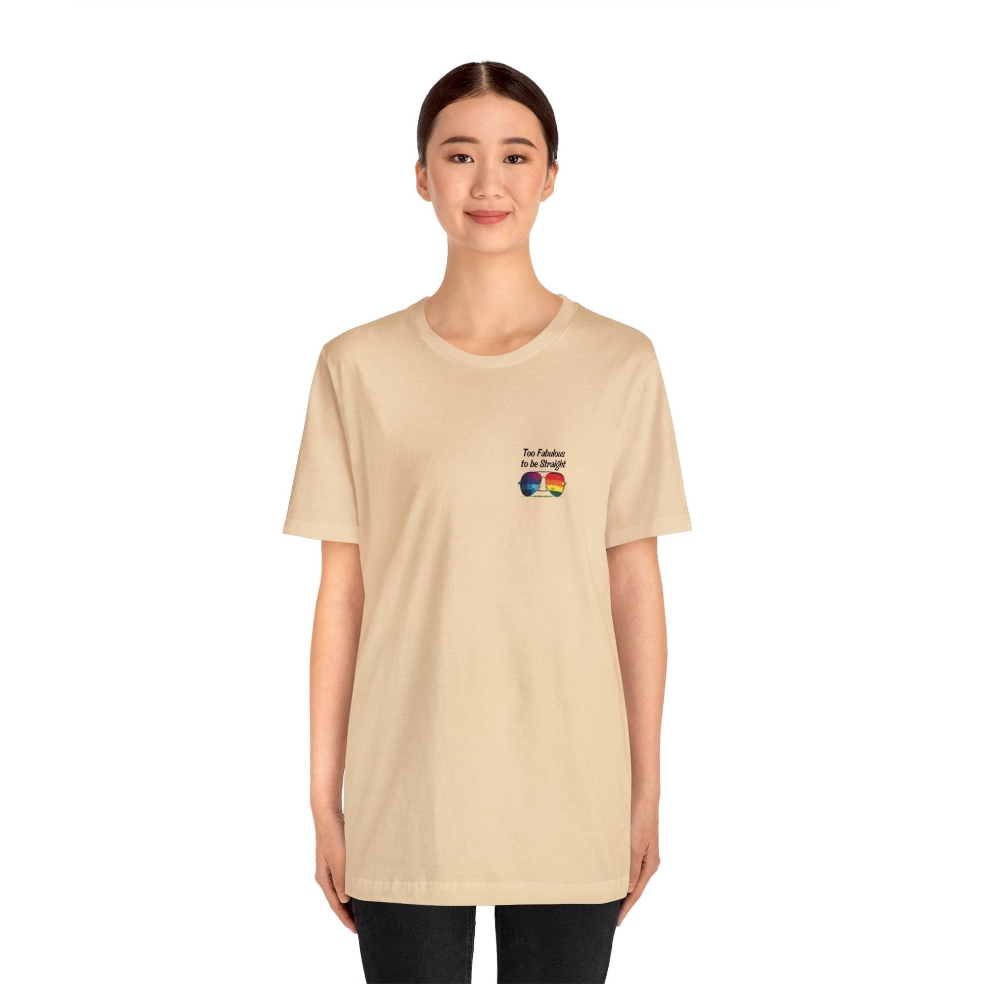 Too Fabulous to be Straight - On Heart/Back Design - Unisex T-shirt - T-Shirt - The Lucky Wombat