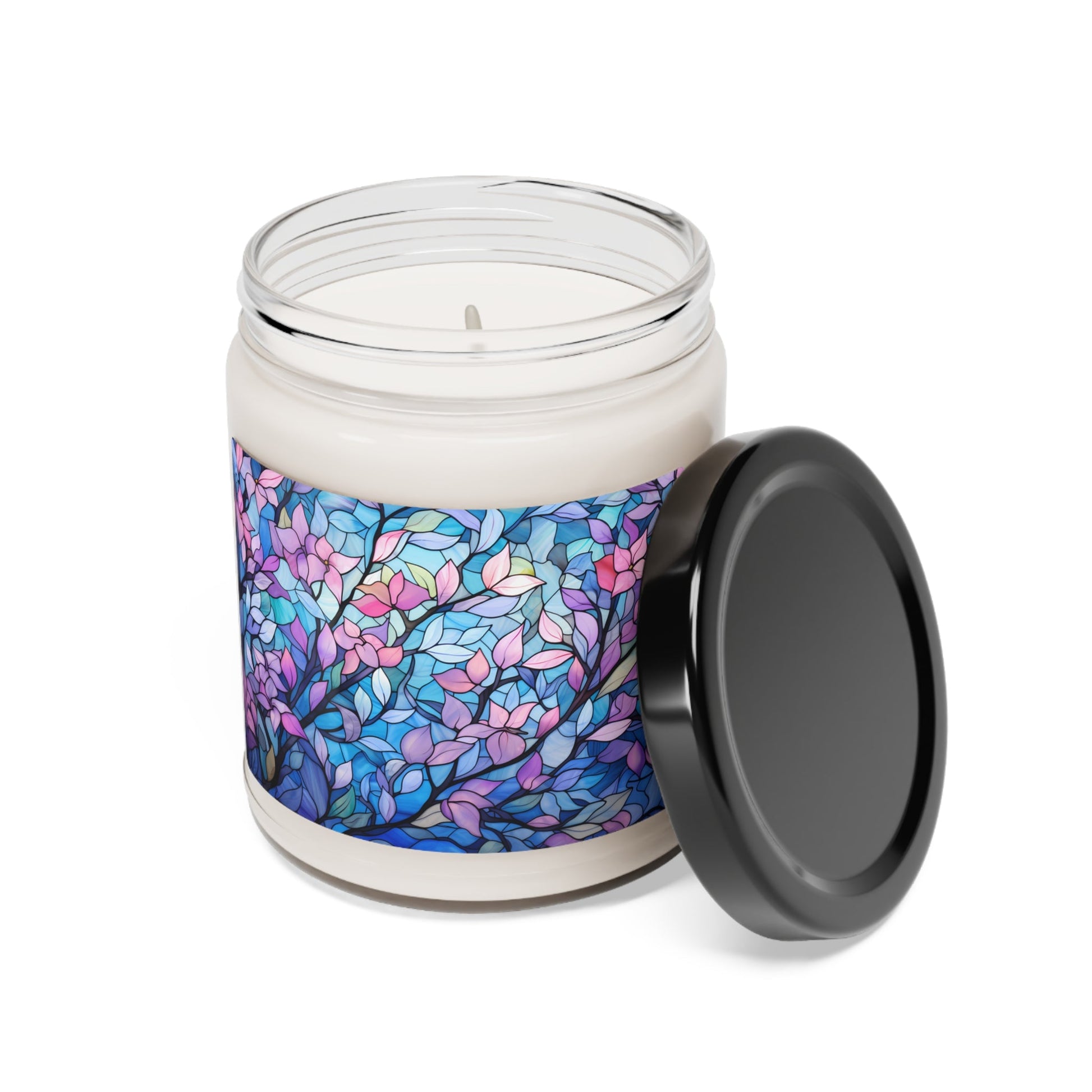 Trans Pride Forest Candle - Watercolor Trees with Stained Glass Effect | Scented Soy Candle, 9oz - Home Decor