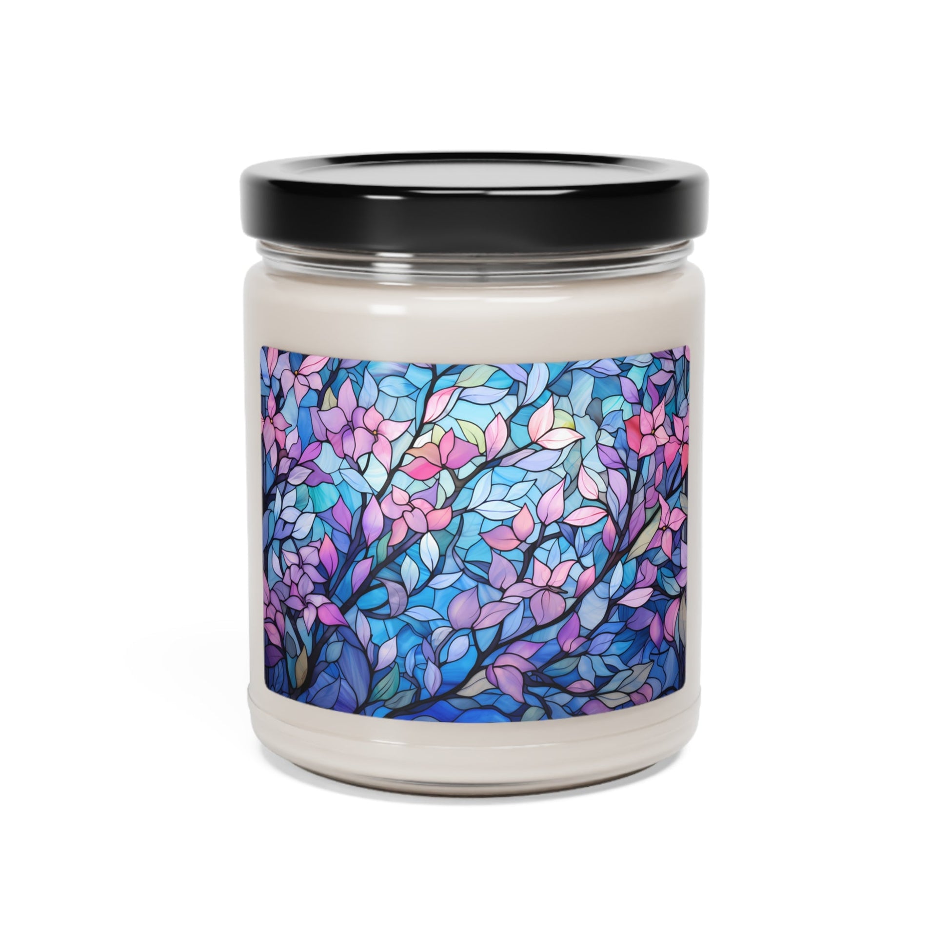 Trans Pride Forest Candle - Watercolor Trees with Stained Glass Effect | Scented Soy Candle, 9oz - Home Decor