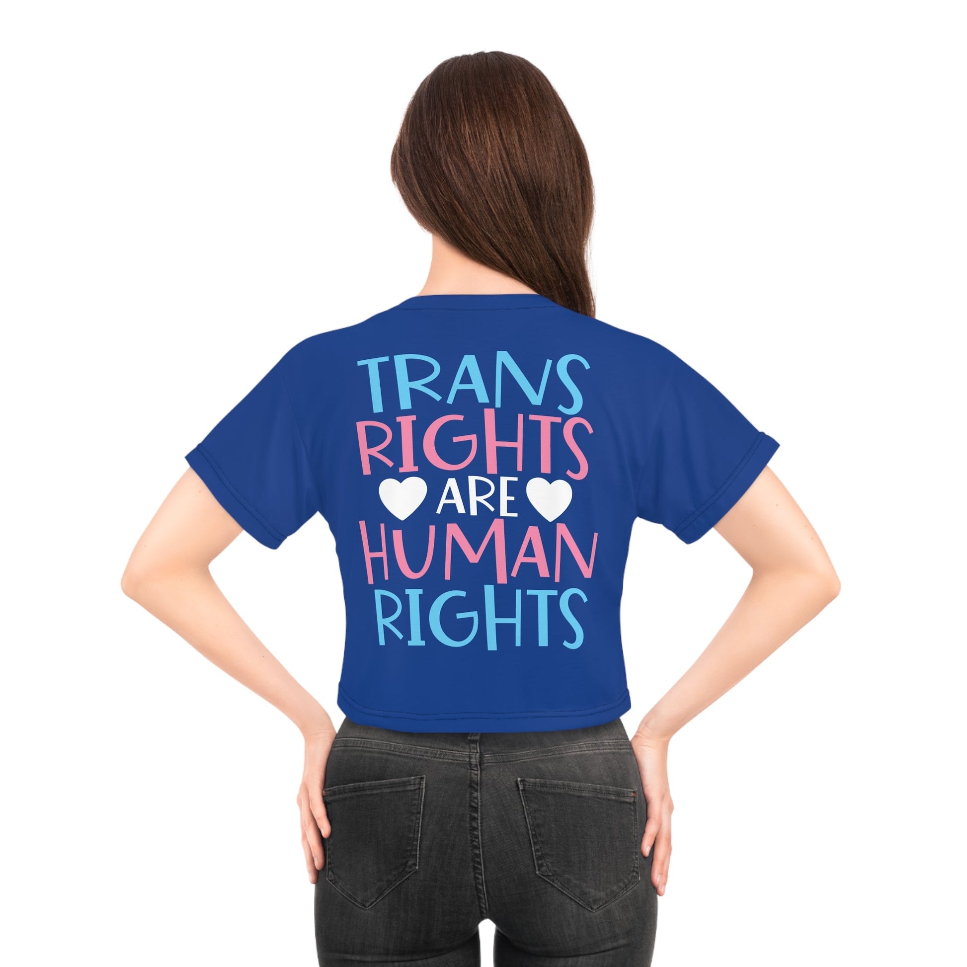 Trans Rights are Human Rights Crop Tee - All Over Prints - The Lucky Wombat