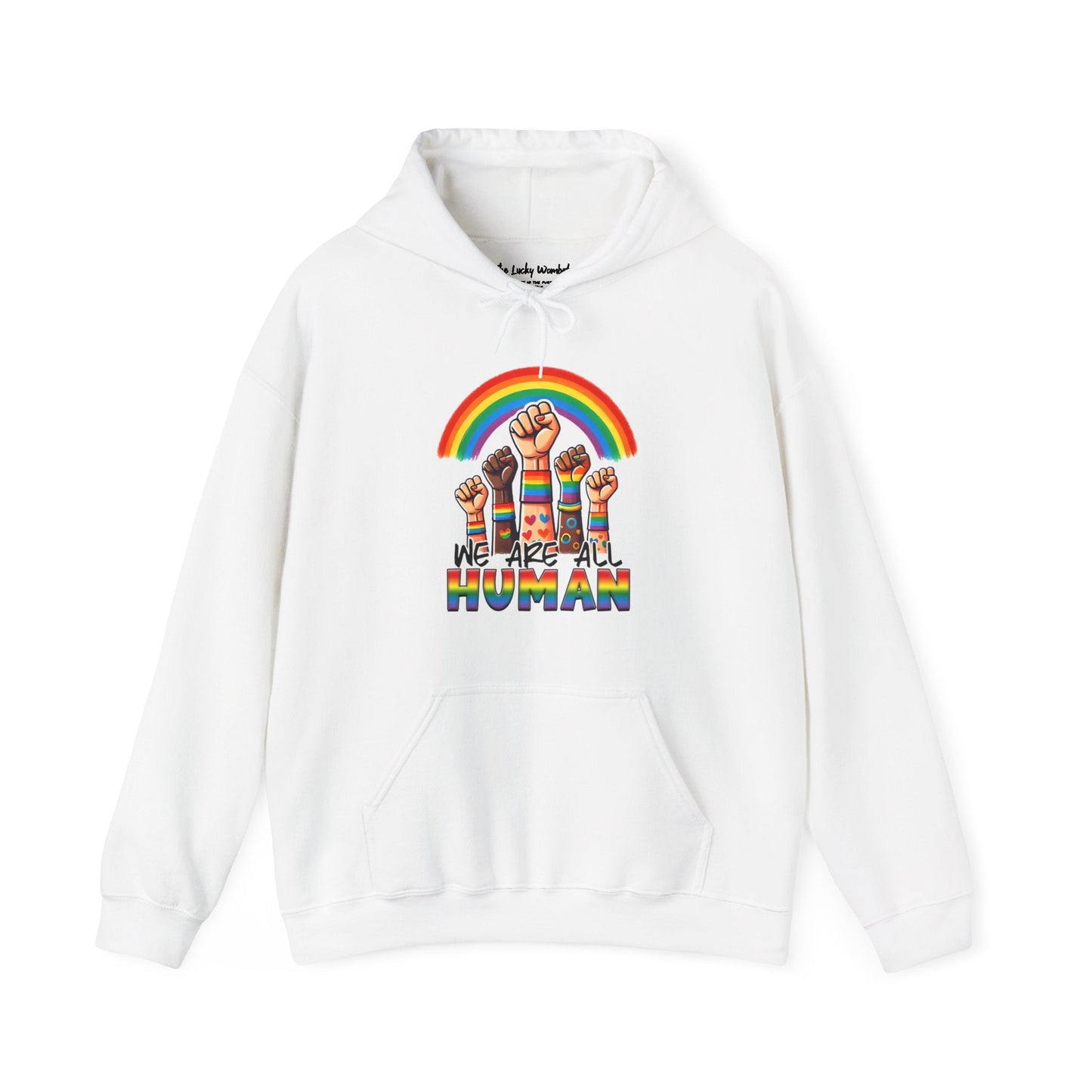 We are all humans Hoodie - Hoodie - White - The Lucky Wombat