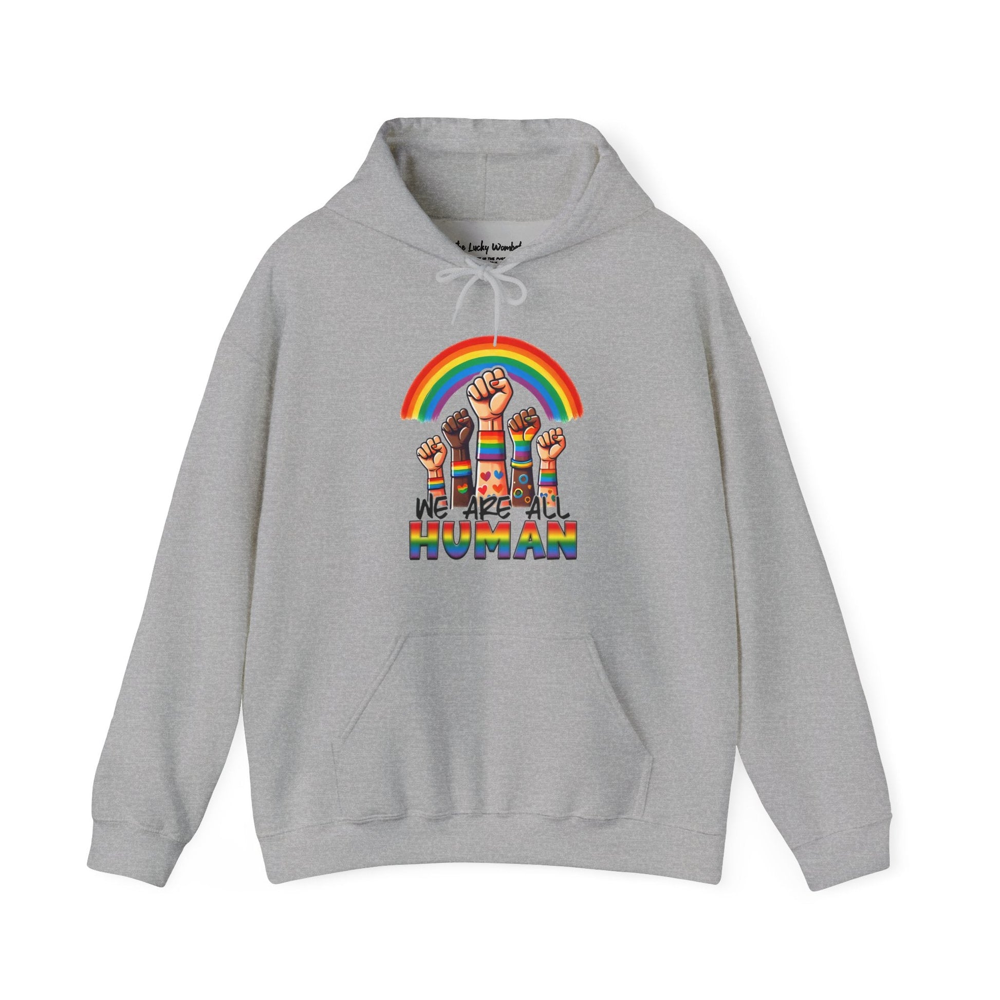 We are all humans Hoodie - Hoodie - Sport Grey - The Lucky Wombat