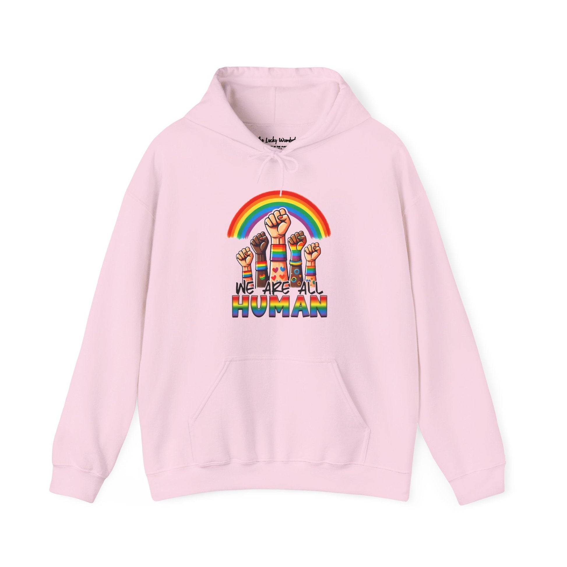 We are all humans Hoodie - Hoodie - Light Pink - The Lucky Wombat